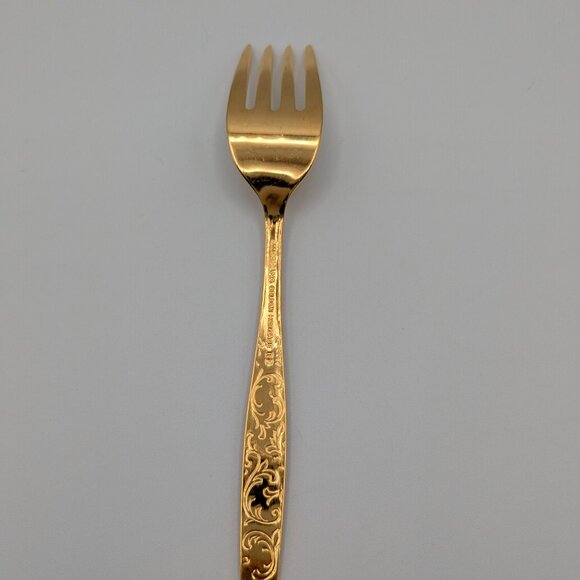 Americana Golden Heritage Flatware Golden Scroll 6 Salad/Dessert Forks 6" - Picture 6 of 10